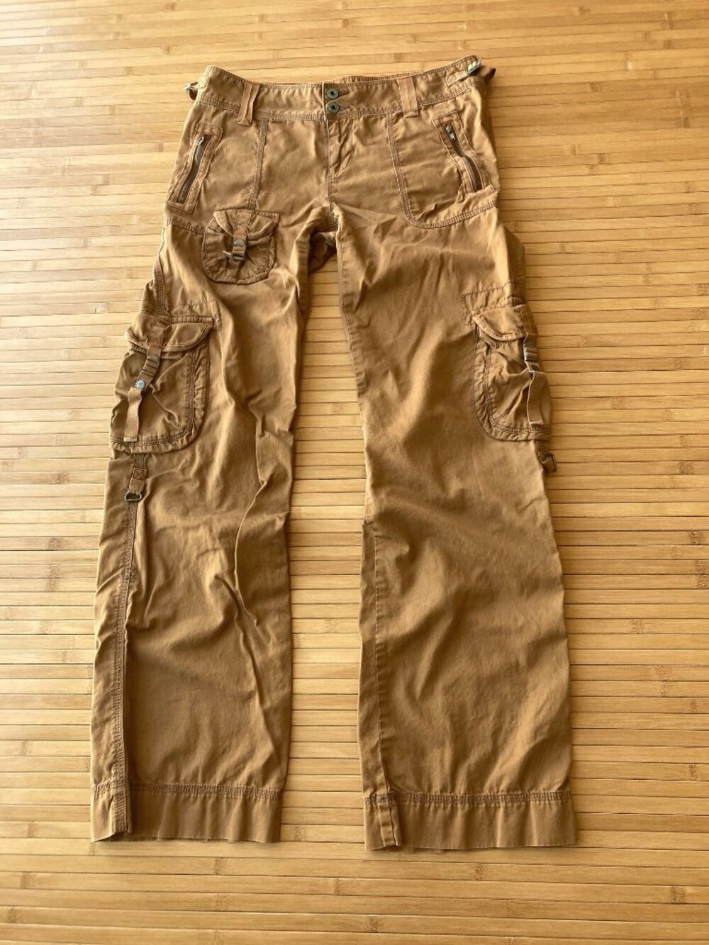 Polo Jeans Co 1967 Military Cargo Pants Y2K VTG Paratrooper Womens 4 Brown